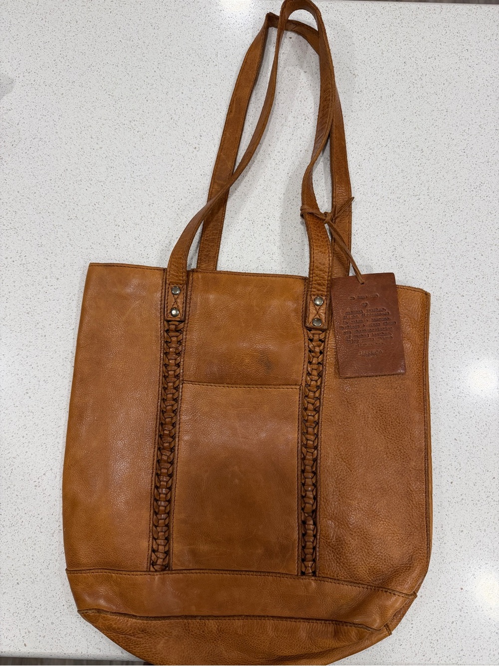 NWT Vilenca Holland Woven Leather Tote Bag – Cognac Brown (Anthropologie Vibe)